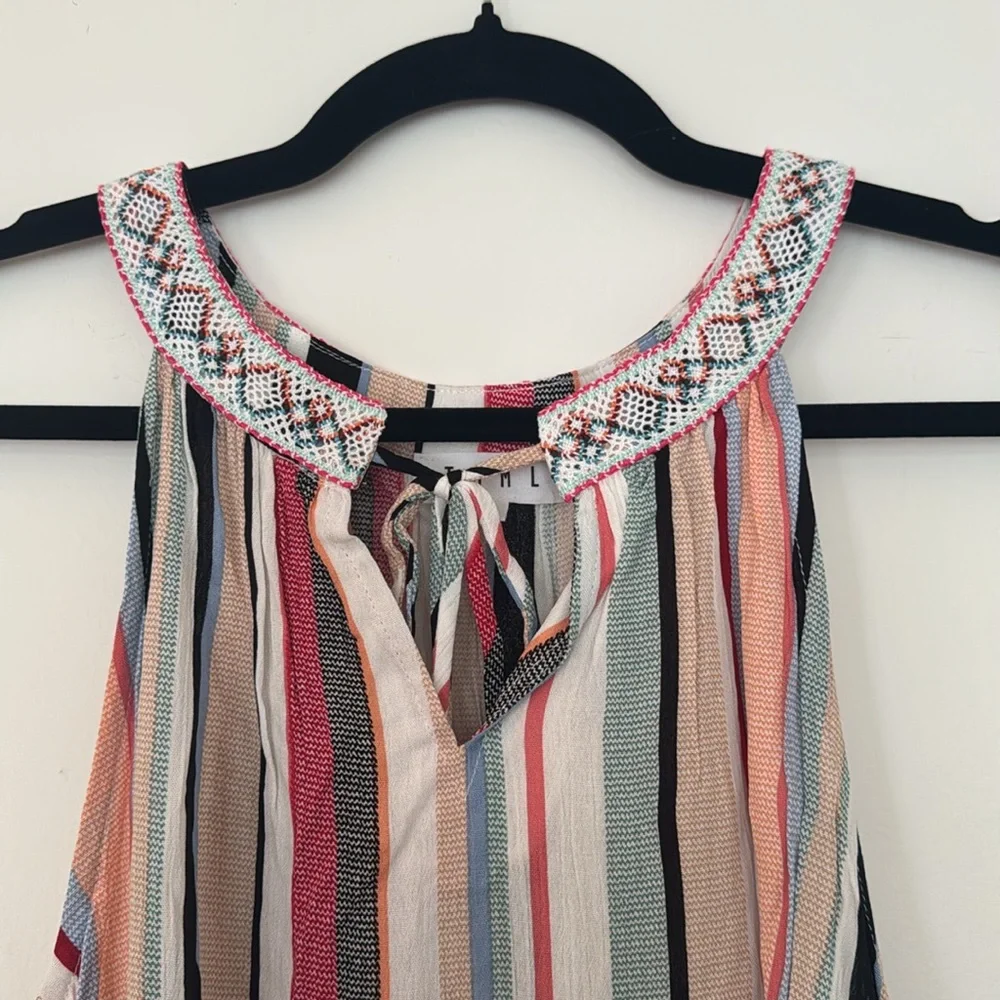 Multi-Color Striped Pattern Halter Tank - Picture 2 of 4